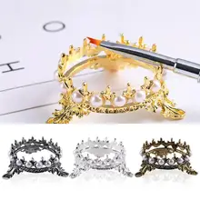 2 шт Набор ручек для дизайна ногтей винтажный держатель для ручек для маникюра с короной жемчужная инкрустация стойка для маникюра позолоченный Цветной держатель для ручек для рисования