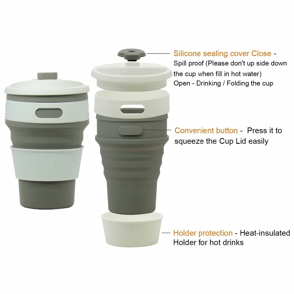Coffee Mugs Travel Collapsible Silicone Cup Folding Water Cups BPA FREE Drink Mug Christmas Gift 5
