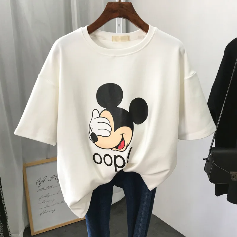 

Summer Women T-shirt 2020 Thin Section 4 Colors T Shirt Harajuku Printed Mouse Tshirt Leisure Streetwear Female Tops Clothing