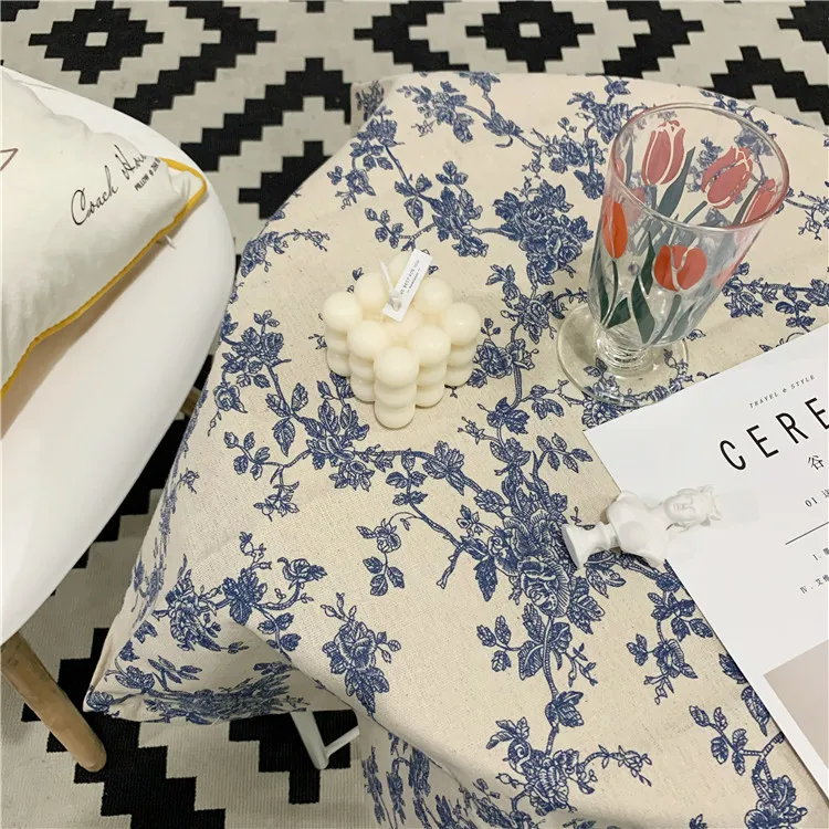 Retro Blue And White Porcelain Classic Chinese Cotton Linen Tablecloth High Quality Kitchen Table Cloth toalha de mesa Manteles | Дом и сад