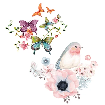 

Butterfly Parches Diy Iron On Appliques For Girl T-Shirt Bag Flower Birds Patches Easy Use Parch Heat Transfer Washable Sticker