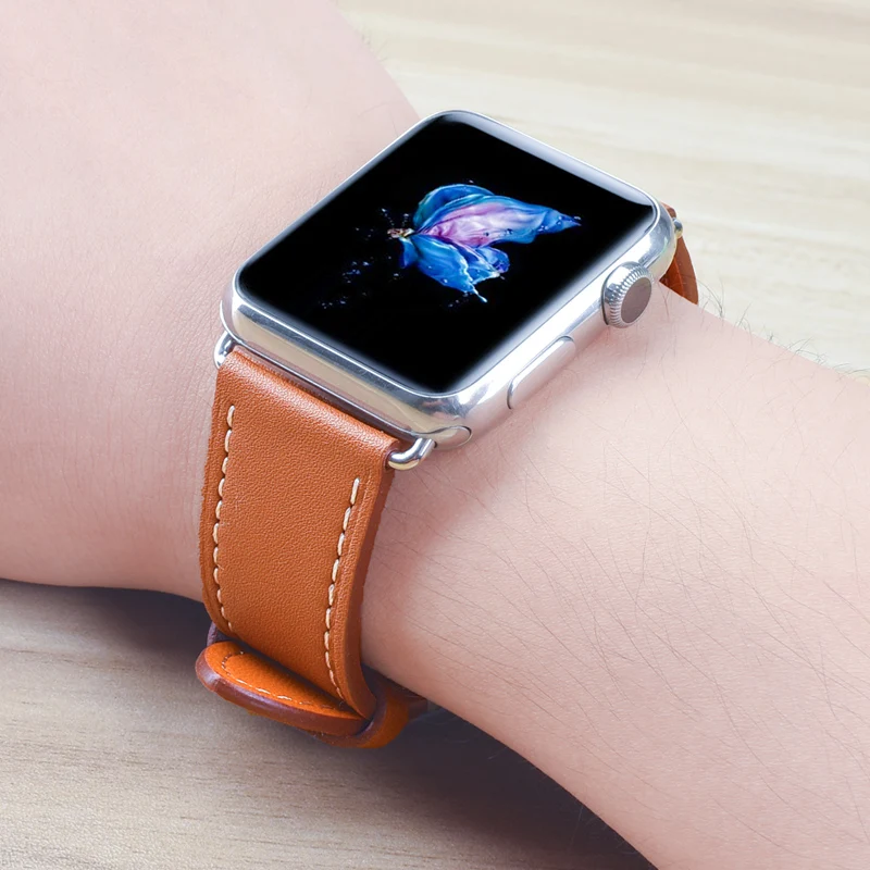 Кожаный ремешок для Apple watch 5 ремешок 44 мм 40 мм iWatch ремешок 38 мм 42 мм Натуральная кожа одиночный тур Браслет Apple watch 4 3 2 1 44