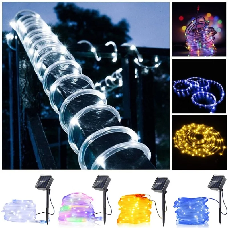 

New 7.5/12M Solar LED String Lights Outdoor Colorful Rope Tube Led for Garden Fence Landscape Garland Xmas Holiday Wedding Decor