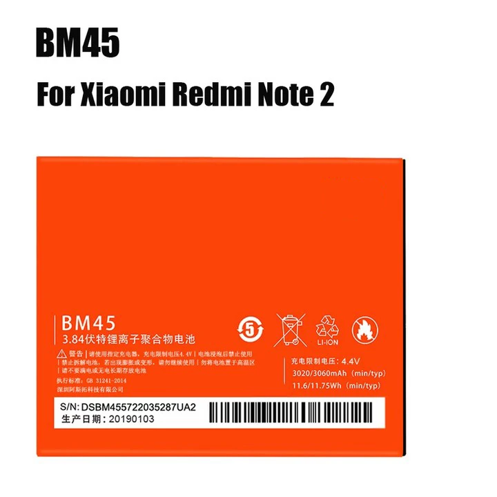 For Redmi Note 2 Аккумулятор PINZHENG BM45 BM47 BN43 BM22 BN41 для Xiao mi Red mi 3 3S 3X4 Note 2 Note 4 4X аккумулятор для Xiaomi mi 5 аккумуляторов - Цвет: For Redmi Note 2