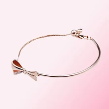 925 пробы Серебряный классический браслет с бантом женские очаровательные ювелирные изделия