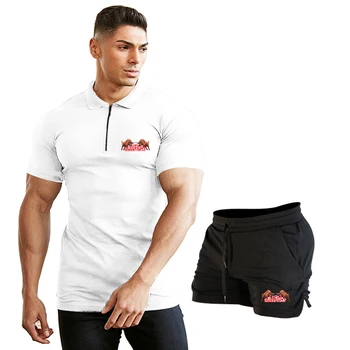 

Tracksuit Male 2020 Men Clothing Sportswear Set Fitness Summer Print Men Shorts + T shirt Men's Suit 2 Pieces Sets Outfit