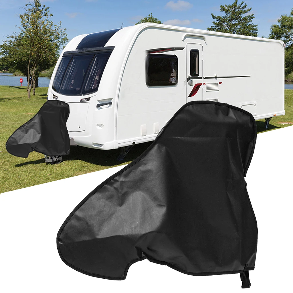 RV Caravan Trailer Towing Cover Waterproof Rain Snow Dust Protection Cover with Buckle strap UV-Blockage RV Towing Hitch