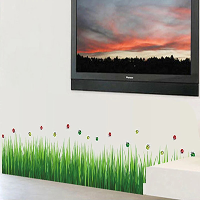 Плинтус, для стен наклейки зеленый травяной забор Glory Клевер домашний декор DIY виниловое панно для окно стеклянная комнатная угол