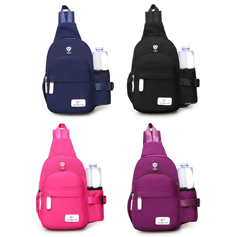 

1 PC Multifunction Chest Bag Nylon Shoulder Messenger Crossbody Bag Multi-layer Zipper Solid Color Travel Chest Bag Dropship New