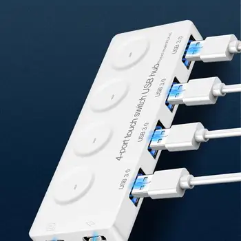 

USB 3.0 Data Hub with Individual Touch On/Off Switches and LED Light for Laptop PC Notebook Computer Keyboard Mouse Printer Scan