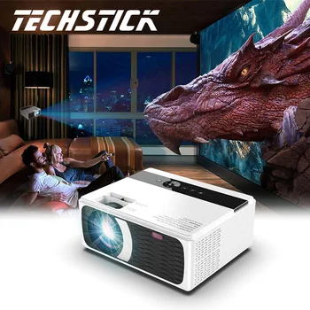 

Techstick 4K LED Projector 8000Lumens 1080P Full HD WiFi LCD Beamer Portable HDMI VGA 3D Movie Video Player Home Media Projector