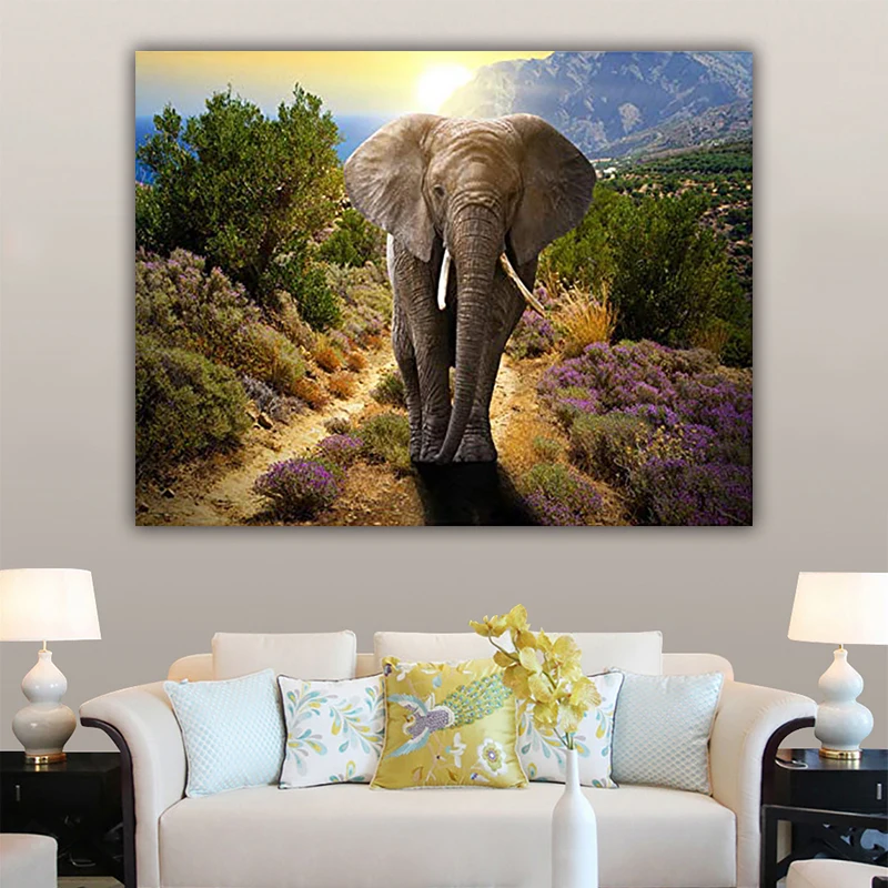

DIY colorings pictures by numbers with colors Elephant picture drawing painting by numbers framed Home