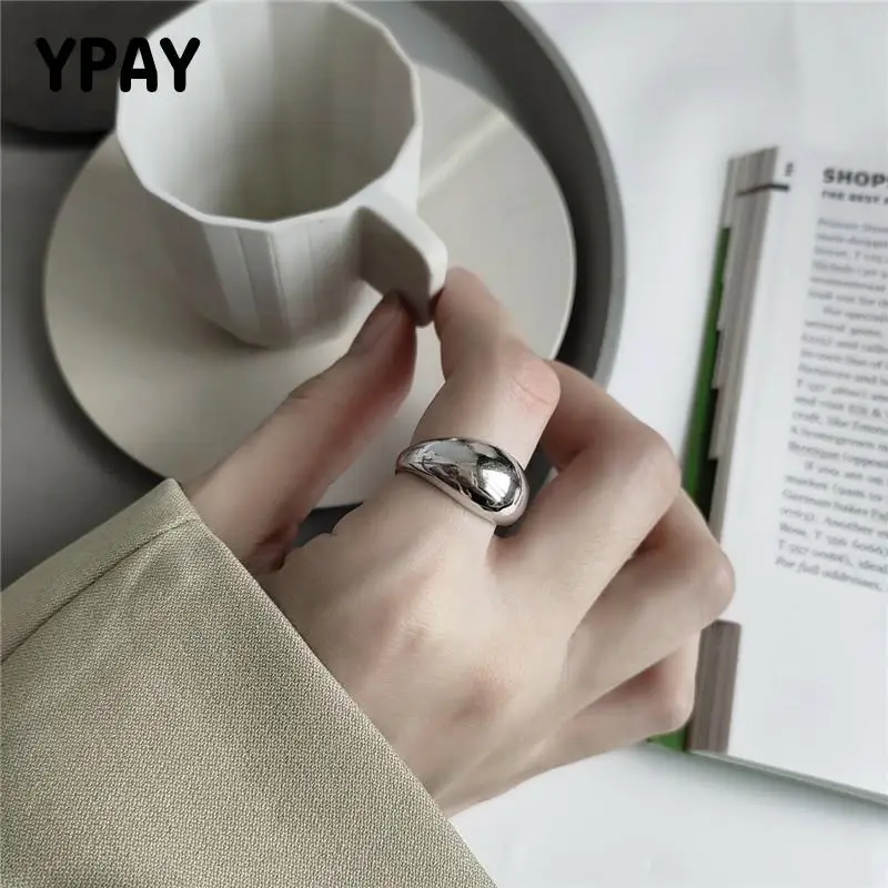 YPAY 100% твердое искусственное серебряное Открытое кольцо для женщин и мужчин