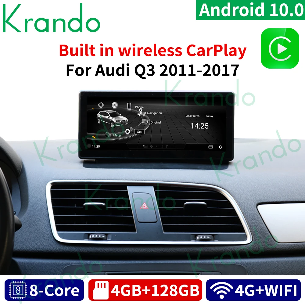 Krando Android 10.0 8.8'' IPS 4+64G Car Radio Audio Stereo Navigation GPS for Audi Q3 Multimedia Player headunit WiFi Carplay |