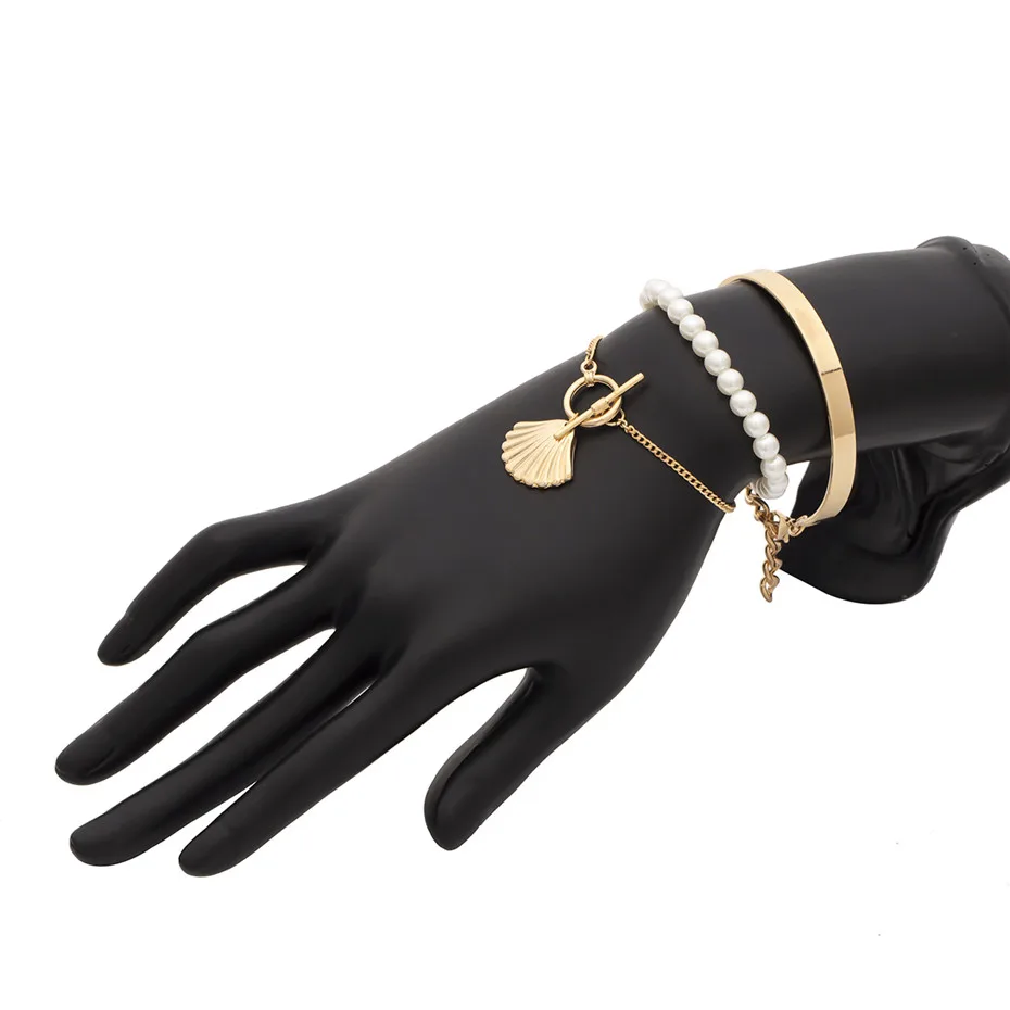 IngeSight. Z 3 шт./лот винтажный гребешок Lasso браслет на запястье амулет богемный имитация жемчуга браслет набор для женщин ювелирные изделия подарок - Metal Color: Bracelet