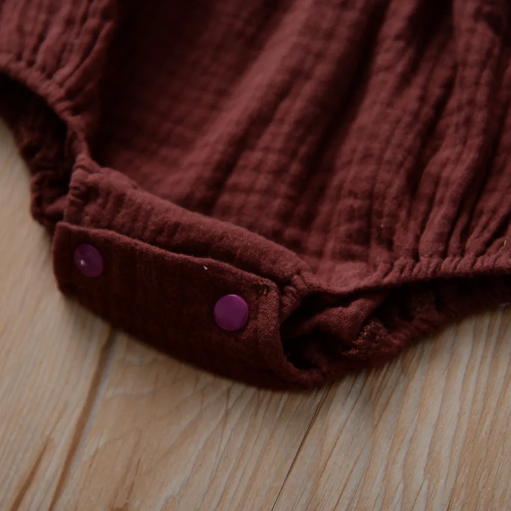Однотонный комбинезон с оборками и открытой спиной для маленьких девочек; одежда для маленьких девочек; кружевные наряды без рукавов; Одежда для новорожденных;# es