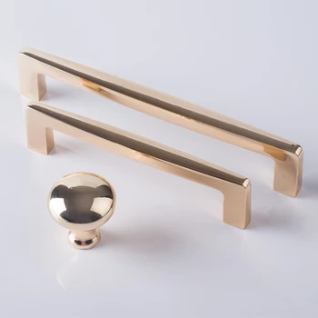 Zinc Alloy Bright Gold Cabinet Pulls Light Luxury Stylish Kitchen Handles for Furniture Drawer Knobs Cabinet Hardware