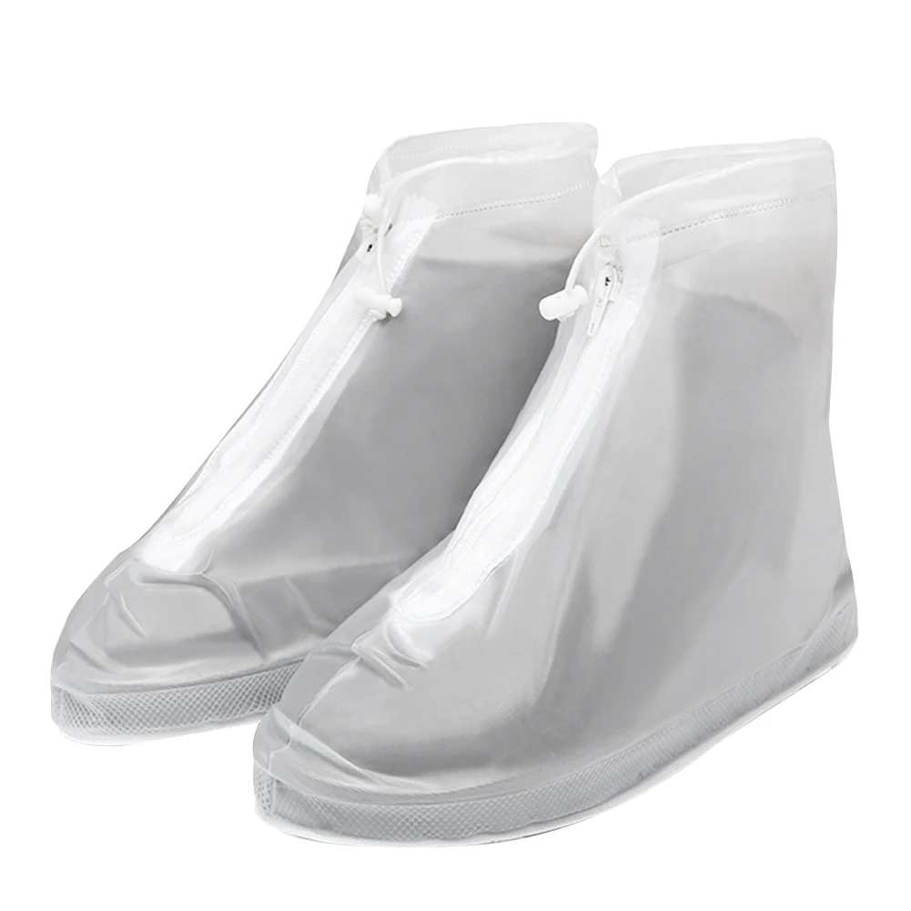 PVC Sneaker Reusable Waterproof Zipper Closure Non Slip Rain Shoe Covers Drawstring Design Outdoor Unisex Mud Protector Durable