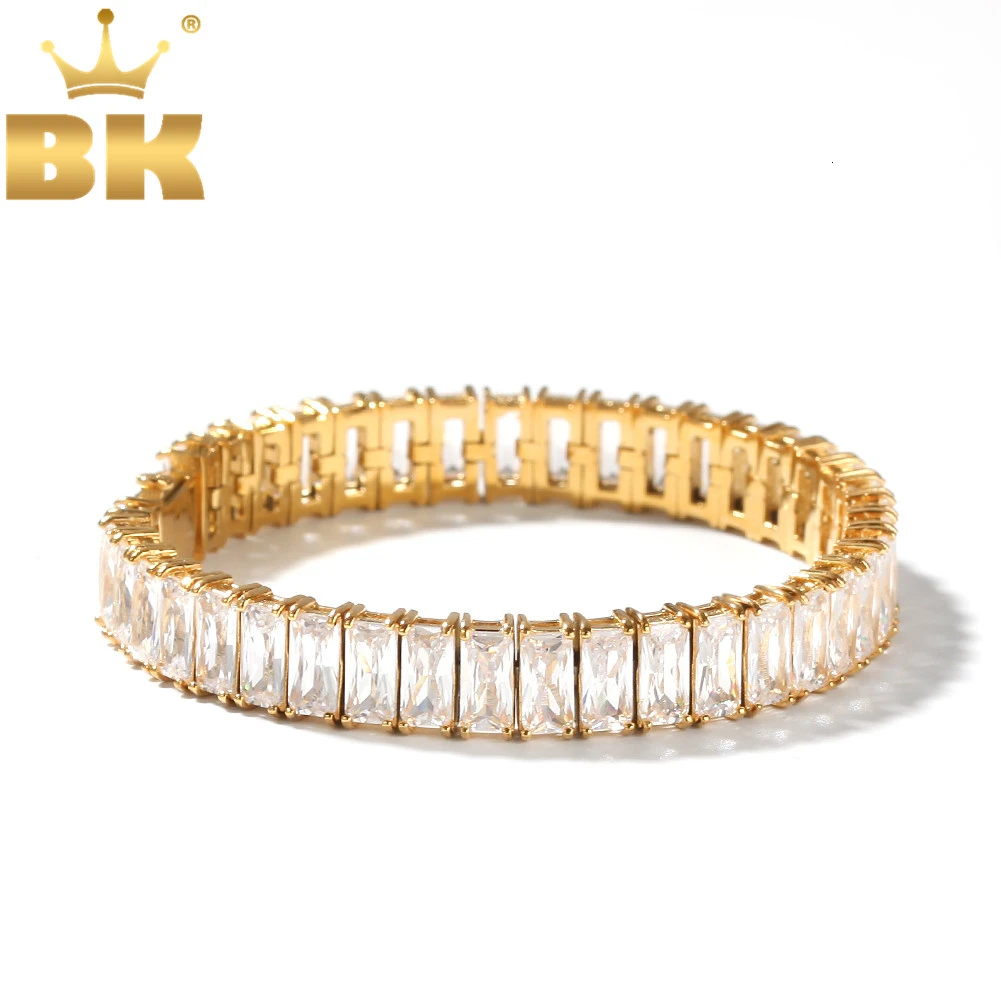 BLING KING AAA кубический циркон Iced Out для мужчин женщин стиль нержавеющая сталь модный браслет золото и серебро