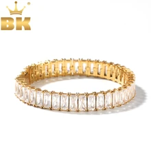 BLING KING AAA кубический циркон Iced Out для мужчин женщин стиль нержавеющая сталь модный браслет золото и серебро