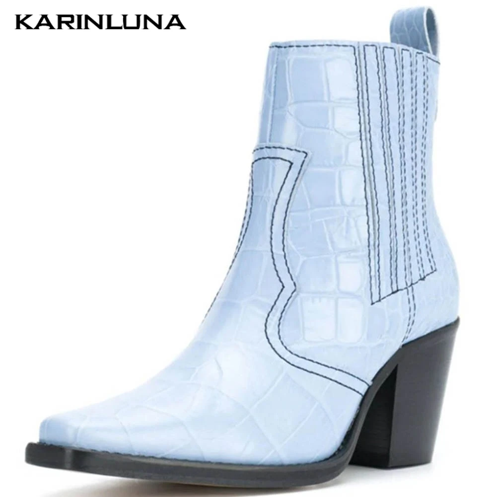 Karinluna/ г.; Брендовая обувь по индивидуальному заказу; популярная модная женская обувь больших размеров 45; ботинки в западном стиле; женские удобные ботильоны; женская обувь