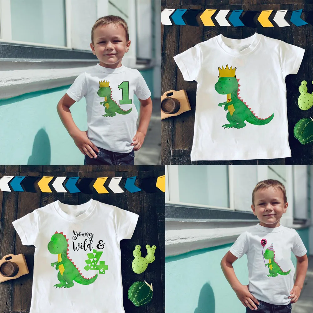 Avanzar a lo largo mineral Camiseta de cumpleaños de dinosaurio para niños, camiseta de cumpleaños,  camiseta de fiesta, regalo de dinosaurio, ropa de moda para bebé, KT-2233 -  AliExpress Madre y niños