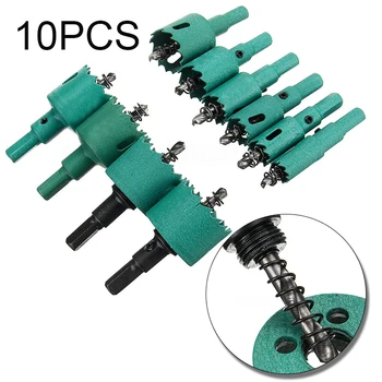 

10pcs Aurora Green 16-40mm M42 HSS Hole Saw Cutter Drill Bit Woodworking Tools