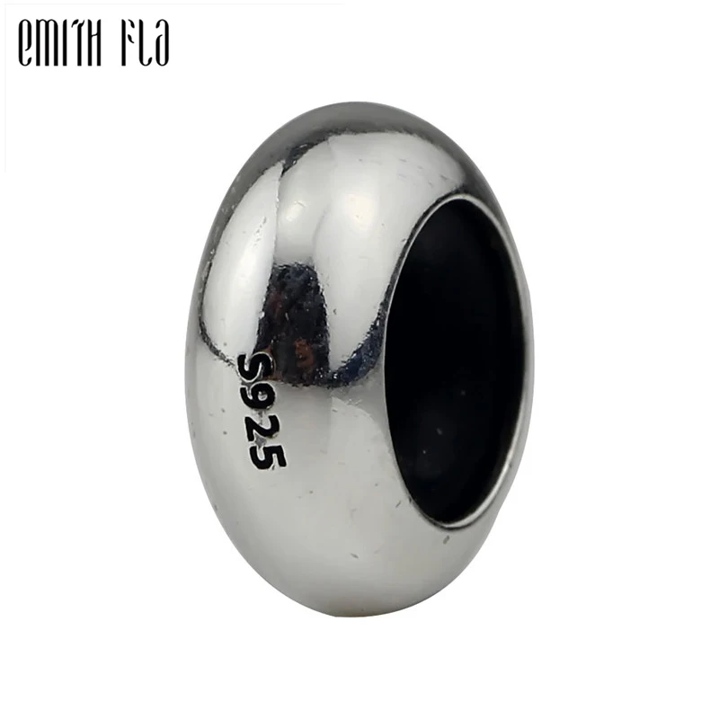 

Genuine 925 Sterling Silver Round Spacer Stopper Charm Beads for Women Fit for European Charm Bracelets Silver Beads