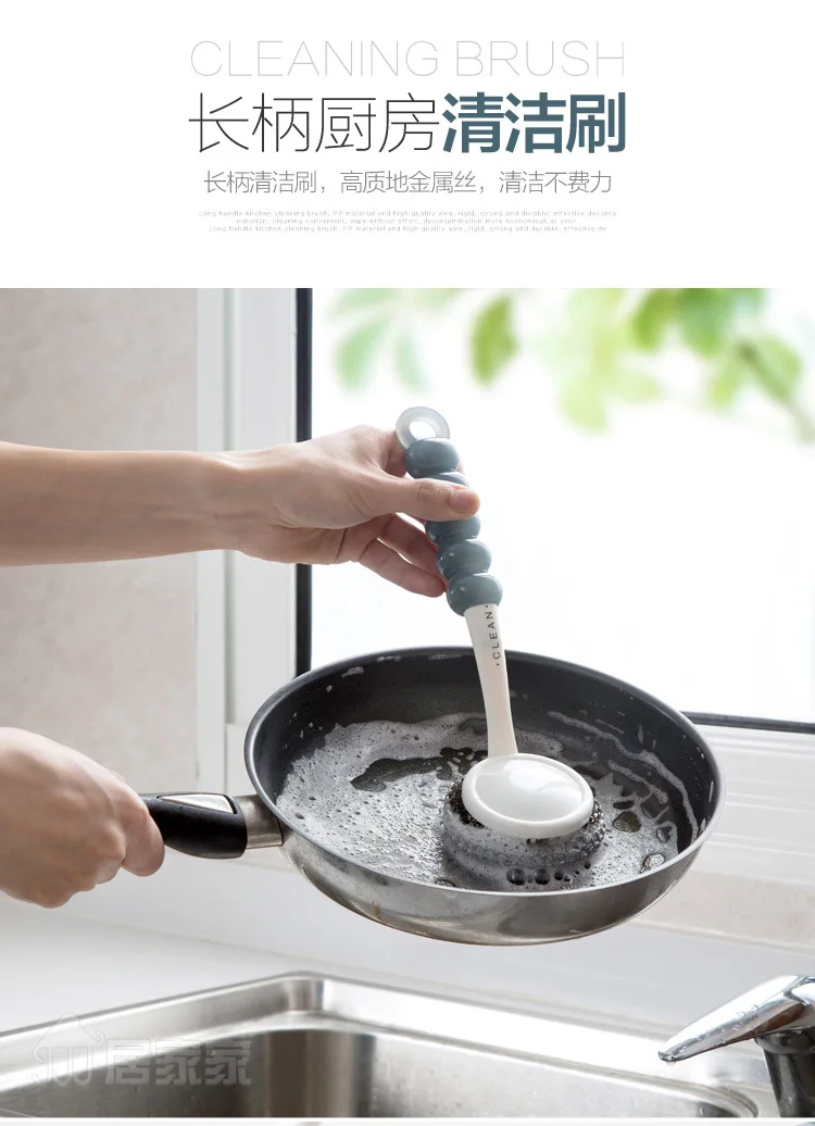 Qing Mu производители с ручкой шарик из стальной проволоки кухонные принадлежности чистящий шар бытовой утюг щетка для мытья посуды горшок щетка