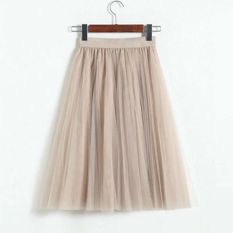 Модная новинка; Лидер продаж; Летняя женская юбка из тюля с высокой талией в стиле Феи; 8 цветов на выбор - Цвет: Apricot