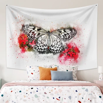 

Wall Hanging Tapestry With Butterfly Boho Decor Large Size Wall Tapestry Pink Wall Carpet Dorm Decor for Bedroom Home Decor