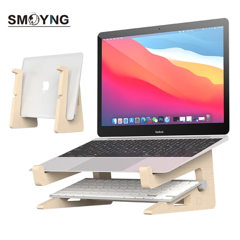 Promoción SMOYNG-Soporte de madera para ordenador portátil, soporte de almacenamiento de altura aumentada para Macbook 13 15 pulgadas, Base Vertical, soporte de refrigeración aVjqlEJgO