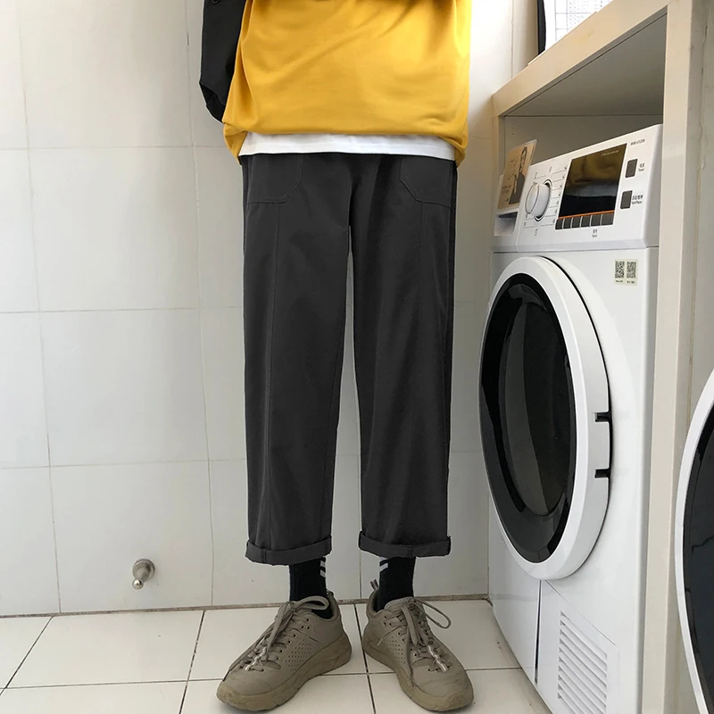 

Spring Casual Pants Men's Fashion Solid Color Loose Straight Pants Men Streetwear Wild Hip Hop Trousers Mens Joggers M-3XL
