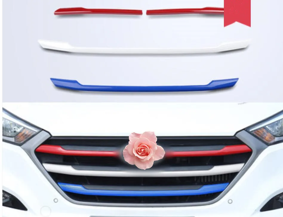 Для hyundai Tucson- ABS решетка Трехцветная средняя сетка цвет декоративные блестки набор аксессуаров автостайлинг
