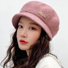 HT2709, Высококачественная осенне-зимняя женская шапка, толстая, теплая, вязаная шапка с ушками, Ретро стиль, шерстяной берет для женщин, винтажный, плоский, газетный берет, шапка