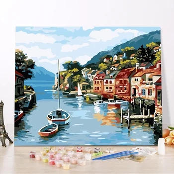 

Frameless DIY Painting By Numbers Landscape Painting Calligraphy Modern Wall Art hand painted oil painting for home