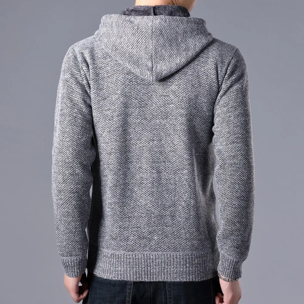 Description Picture 6 of itemCardigans Men Winter Sweater Korean Fashion Mens Clothing Thick Cotton Hood Cardigan Long Sleeve Casual Sweatercoats