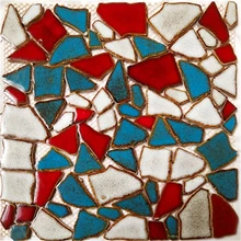 Fábrica directa Vintage hecho a mano Azul Rojo horno Variable fragmento cerámica mosaico azulejo pared de fondo chino, 11 unids/lote