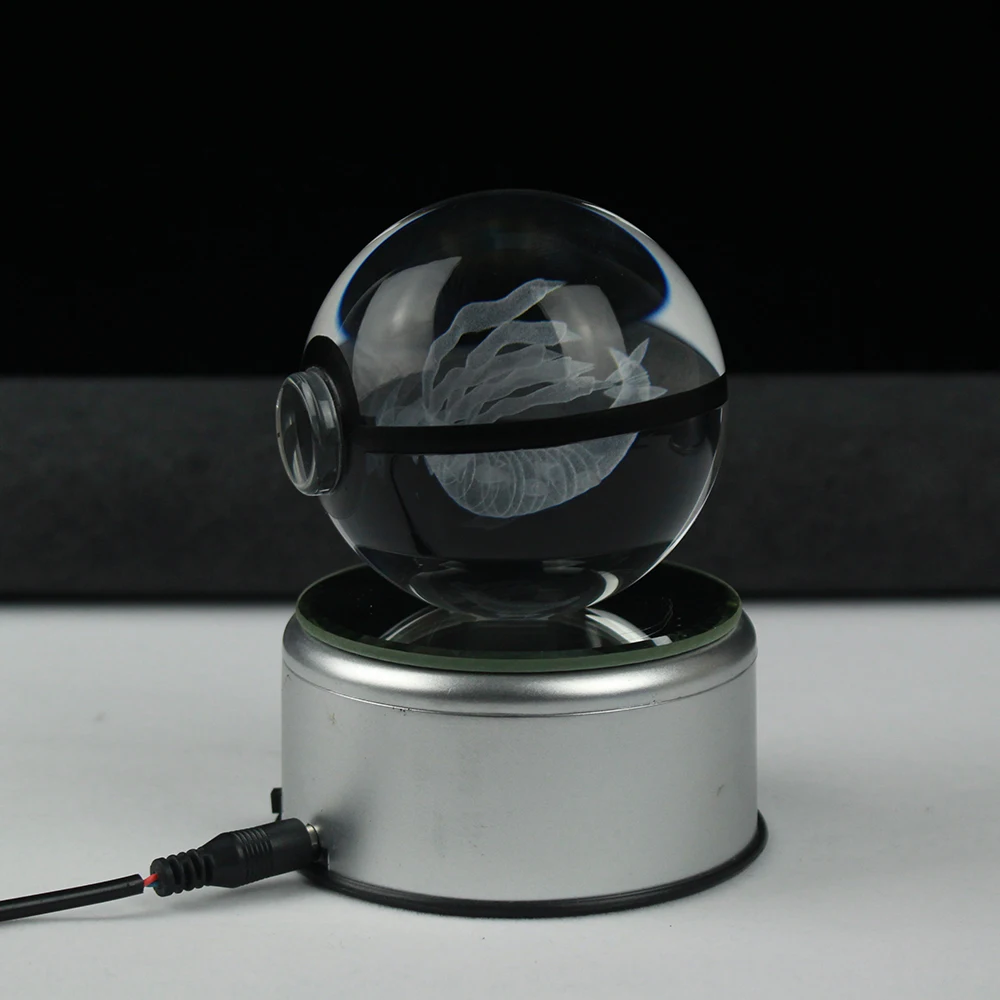 Dropshipping Giratina Pokemon Design LED Crystal 3D Pokeball Ball Night Light Desk Table Lamp
