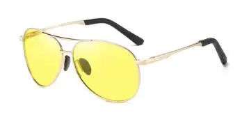gold frame Желтые линзы Matel Frame мужские поляризованные солнцезащитные очки UV400 вождения очки для мужчин 4 цвета с коробкой - Цвет линз: gold frame
