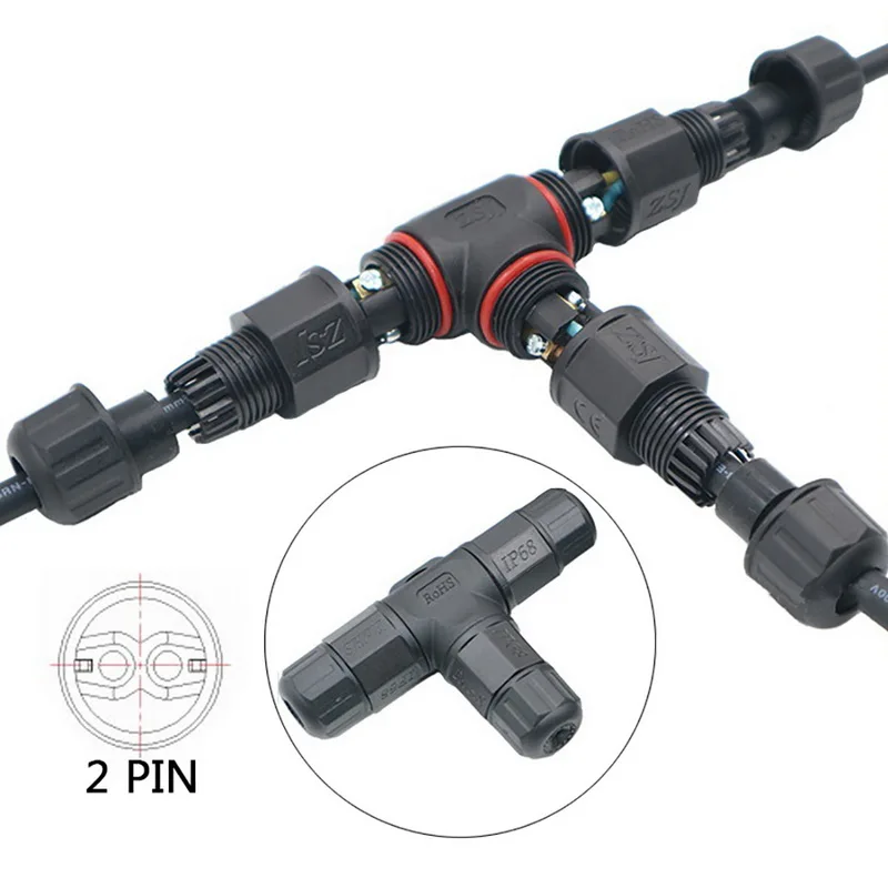 

IP68 2 Pin 3 Pin Connector Adapter Electrical Terminal Adapter Wire T Type Cable Connector LED For Waterproof Outdoor Products