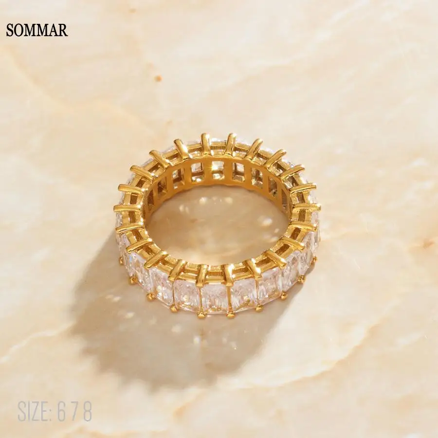 

SOMMAR 2021 Gorgeous 18KGP Gold Filled size 6 7 8 Lady Engagement rings Street fashion hiphop men ring jewelry