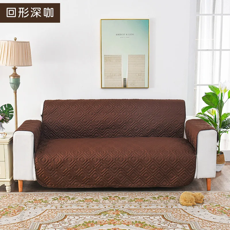 Водонепроницаемый Противоскользящий чехол для дивана, двусторонний чехол для дивана, защитный чехол для мебели для домашних животных, детей, собак, кошек - Цвет: dark brown  style B