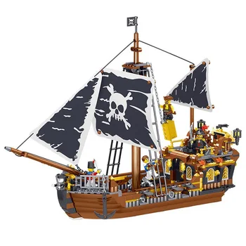 

722Pcs Storm God Black Pearl Ghost Ship Model kit Building Blocks For Creator Ideas Pirate Ship Toys Boys Children