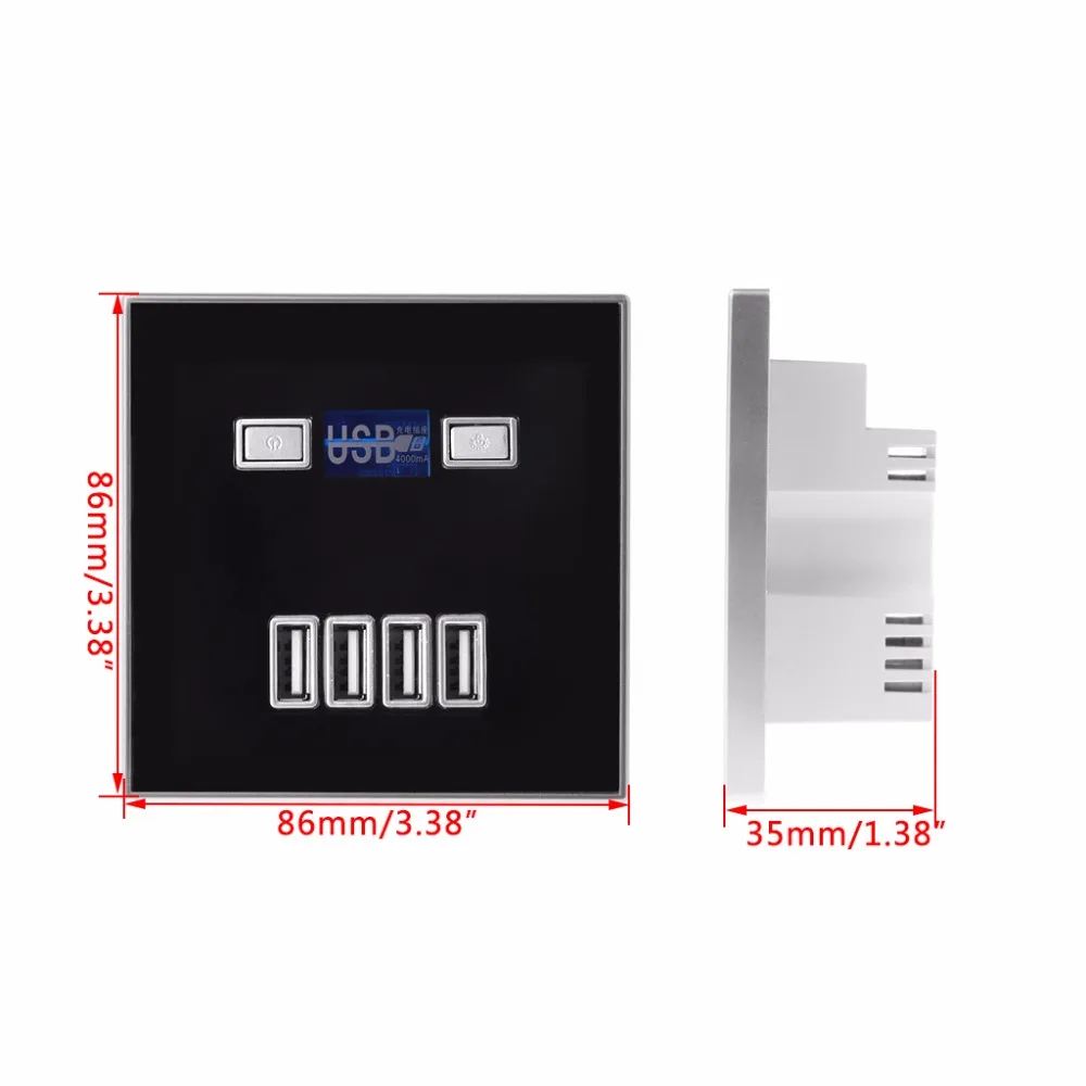 220V 4A 86 Тип 4 Порты usb стены Мощность гнездо адаптера Зарядное устройство Панель Быстрая зарядка розетки 3 Colors1