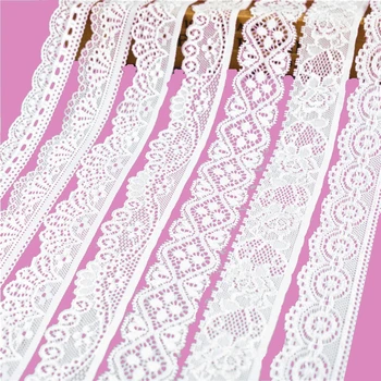 

5Yard/Lot White Elastic Lace Ribbon Trims Underwear Lace Trim Embroidered for Sewing Decoration Elasticity African Lace Fabric