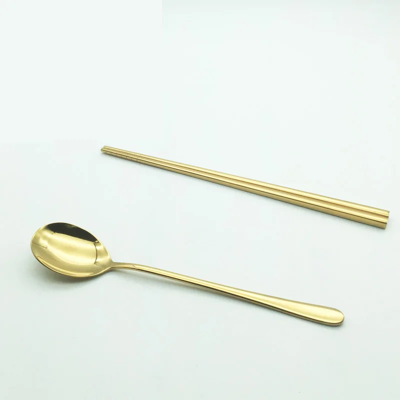 2 PCS All-Gold 4 шт./компл. набор посуды 304 из нержавеющей стали черные столовые приборы набор ножей набор вилок столовые приборы золотые палочки для еды Прямая - Цвет: 2 PCS All-Gold