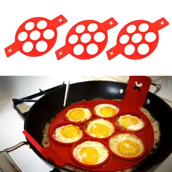 

High Quality 7 hole round Christmas silicone breakfast fried egg pancake molds moulds rings omelette