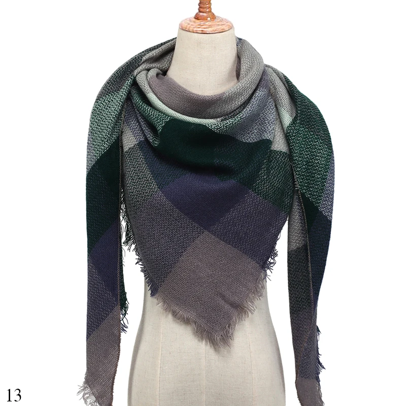 Дизайн брендовый женский шарф модный клетчатый вязаный кашемировый шарф зимние женские шали треугольная Пашмина Бандана Платок