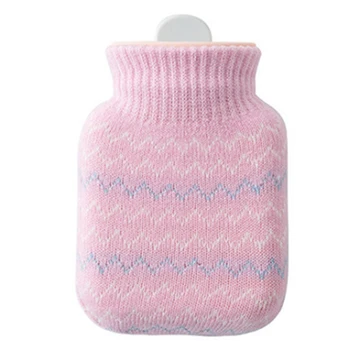 

Heating Bottle Environmental Silicone Hot Water Bag with Knit Cover, Christmas, Valentine's Day, Gift Exchange Party (Pink)